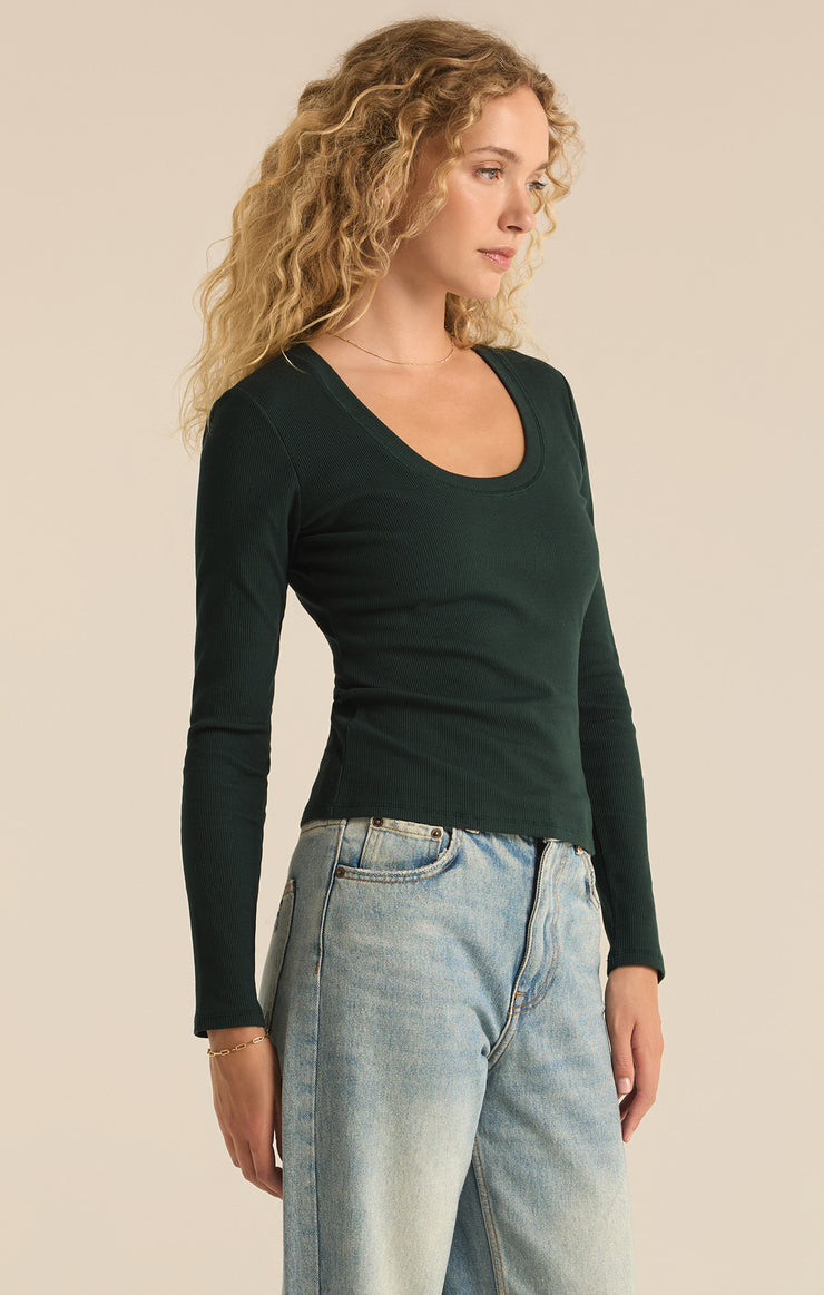 Tops Sirena Rib Long Sleeve Tee Cyprus Green