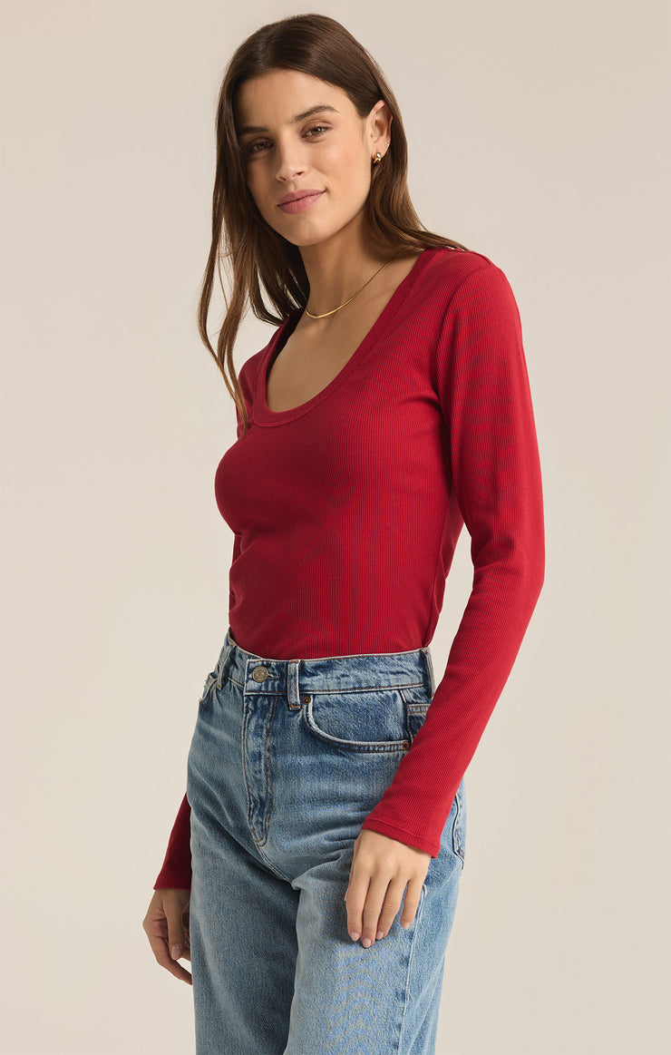 Tops Sirena Rib Long Sleeve Tee Haute Red