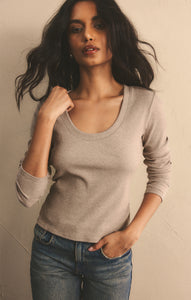 TopsSirena Rib Long Sleeve Tee Heather Taupe