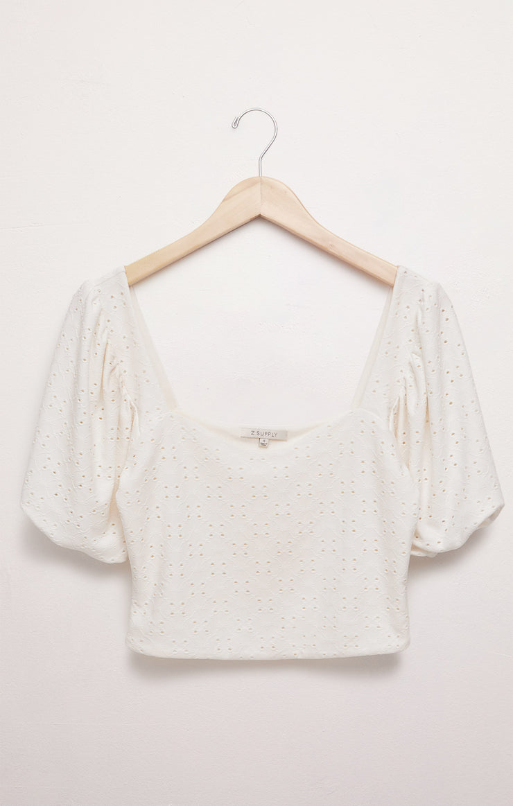 Tops Mae Knit Eyelet Top White