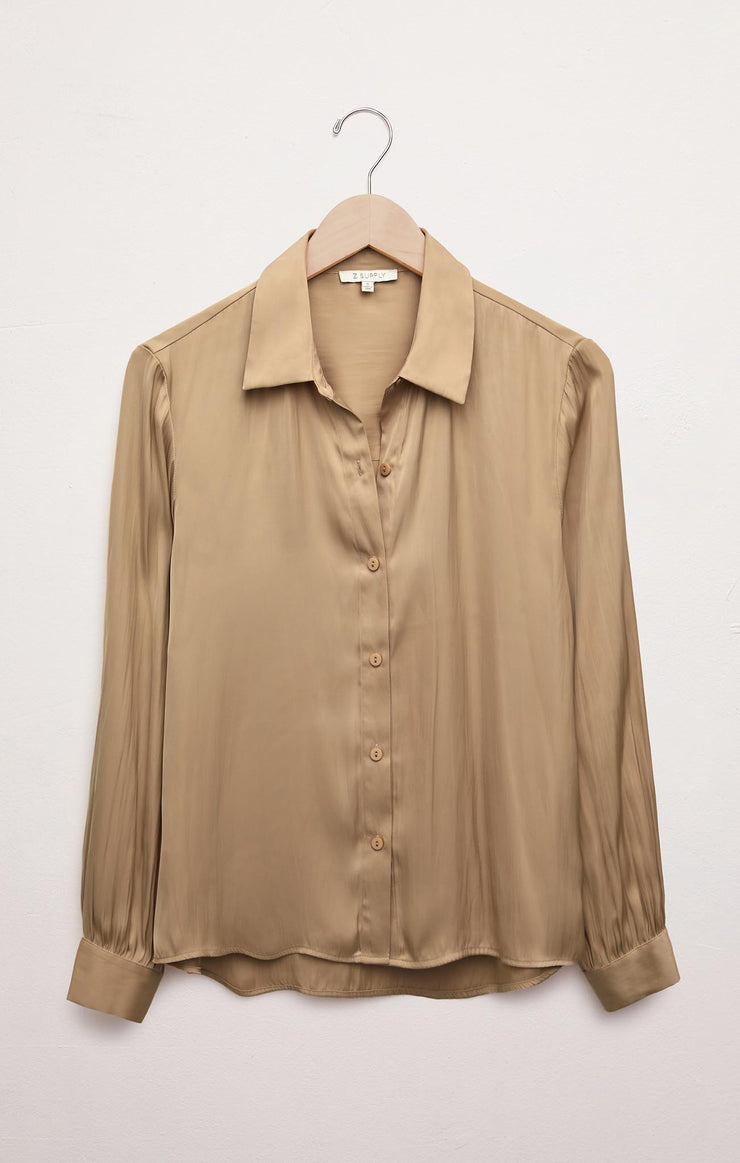 Tops Serenity Lux Sheen Button Up Top Rattan