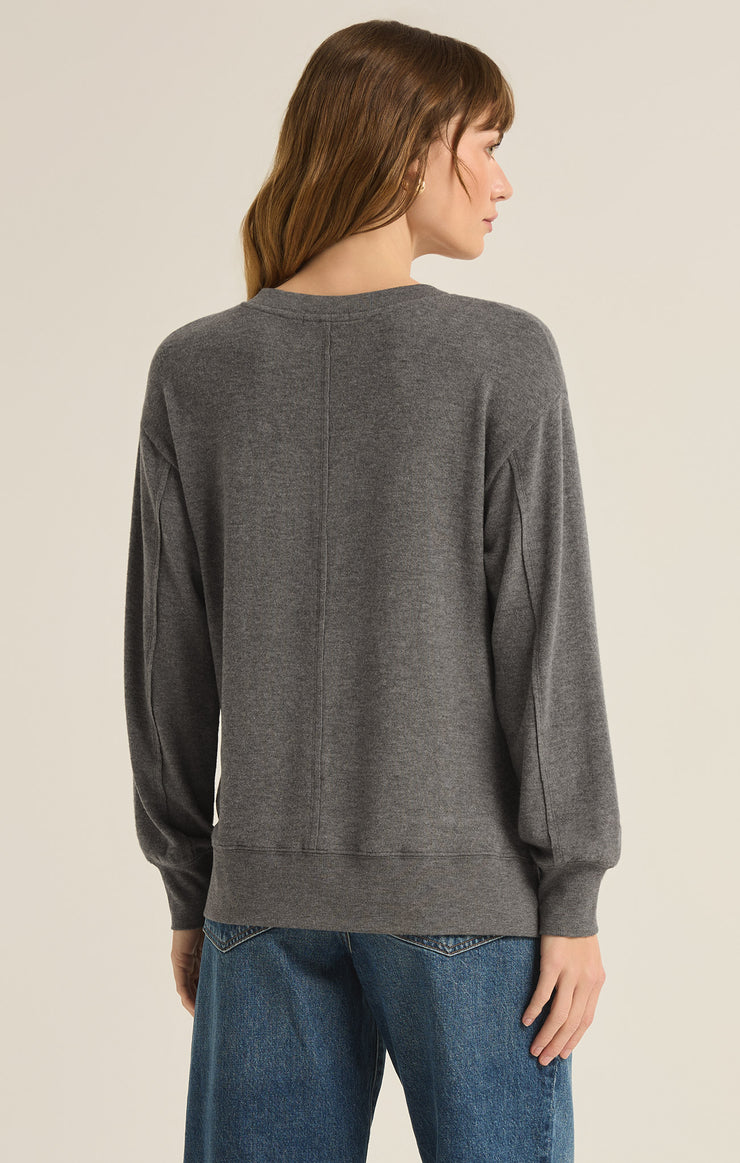 Tops Wilder Cloud V-Neck Long Sleeve Top Charcoal Heather