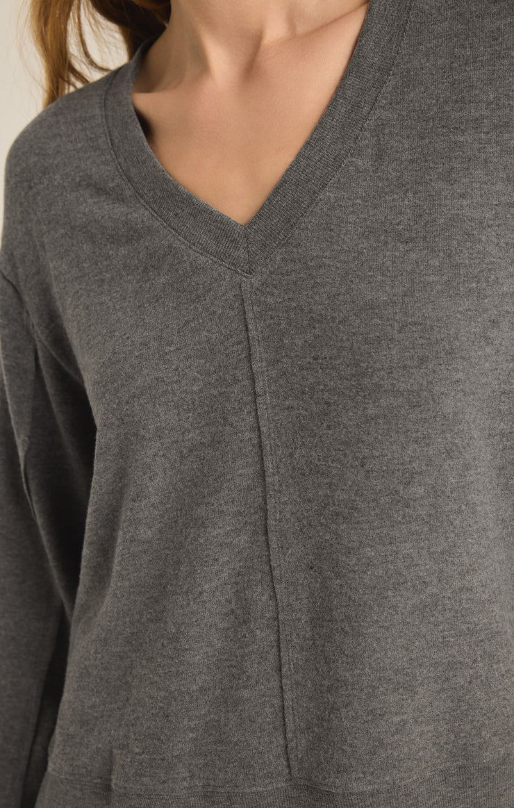 Tops Wilder Cloud V-Neck Long Sleeve Top Charcoal Heather