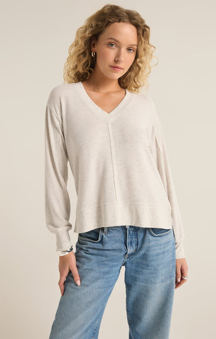 Tops Wilder Cloud V-Neck Long Sleeve Top Light Oatmeal