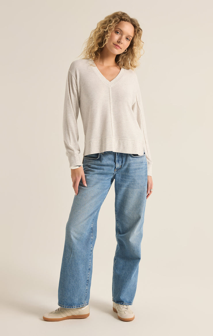 Tops Wilder Cloud V-Neck Long Sleeve Top Light Oatmeal