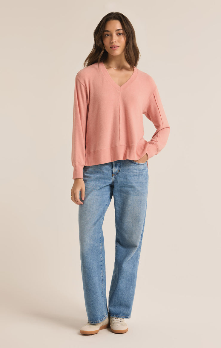 Tops Wilder Cloud V-Neck Long Sleeve Top Rose Haze