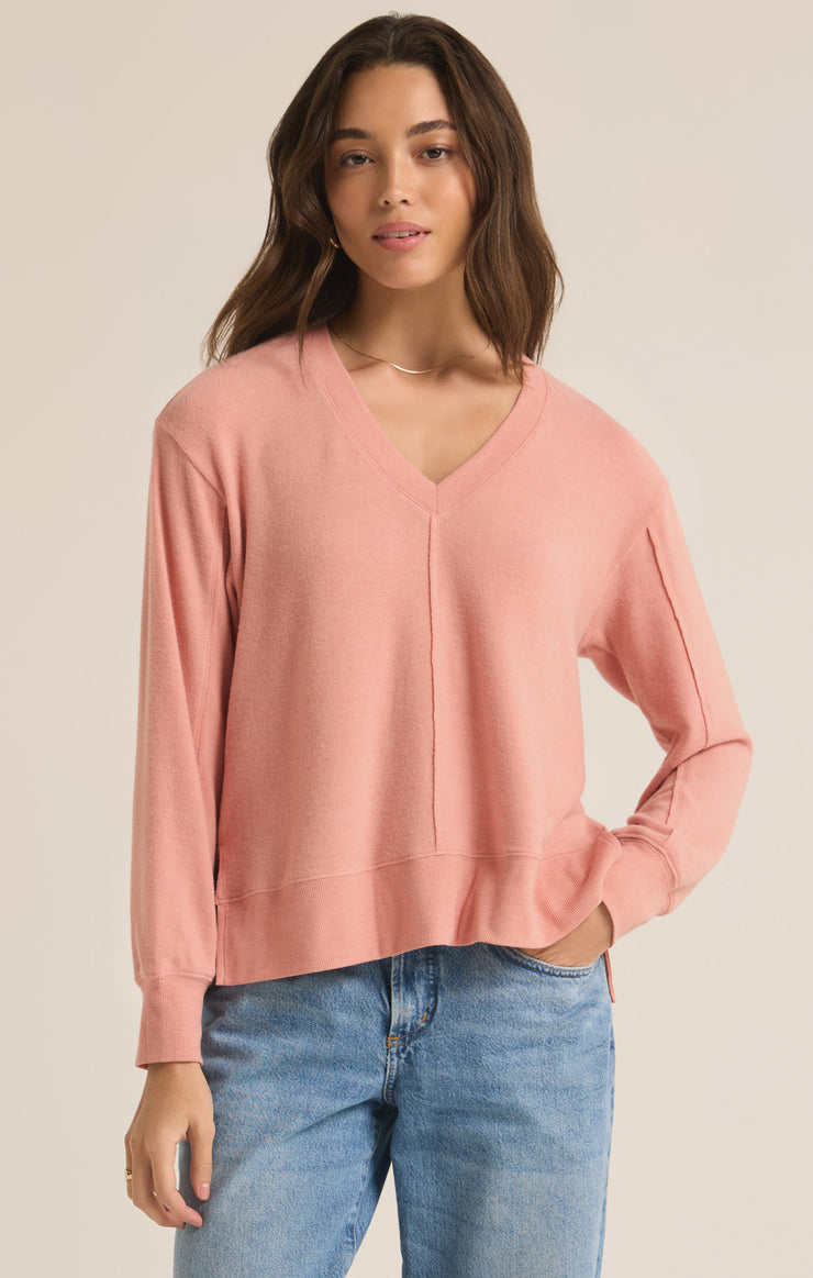 Tops Wilder Cloud V-Neck Long Sleeve Top Rose Haze