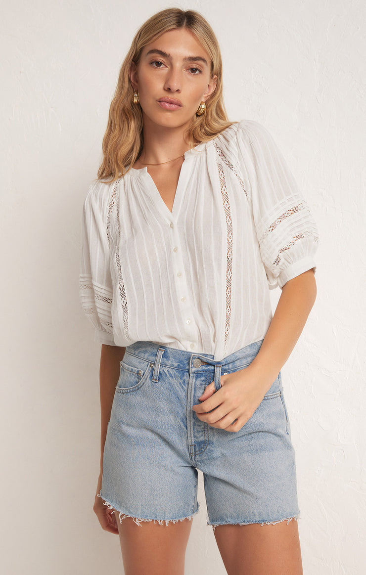 Tops Elliot Lace Inset Top White