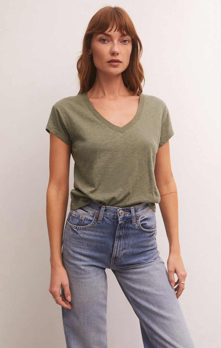 Tops Modern V-Neck Tee Evergreen