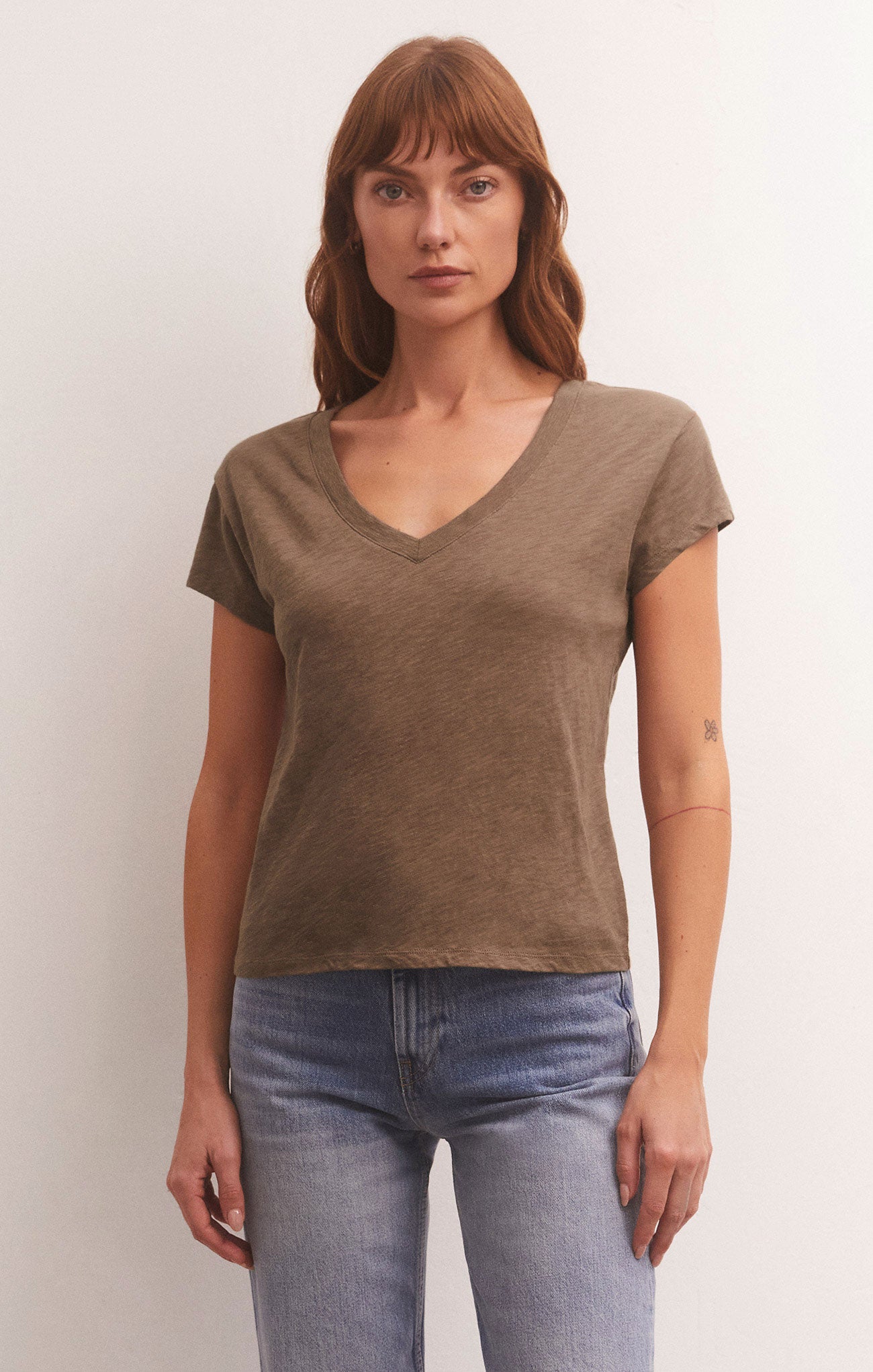 v neck brown t shirt