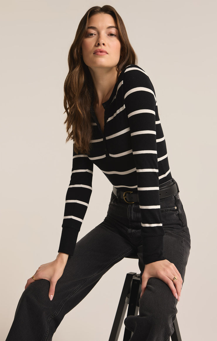 Tops Scarlett Rib Stripe Henley Scarlett Rib Stripe Henley