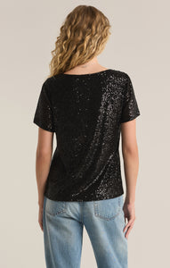 TopsMarbella V-Neck Sequin Top Black