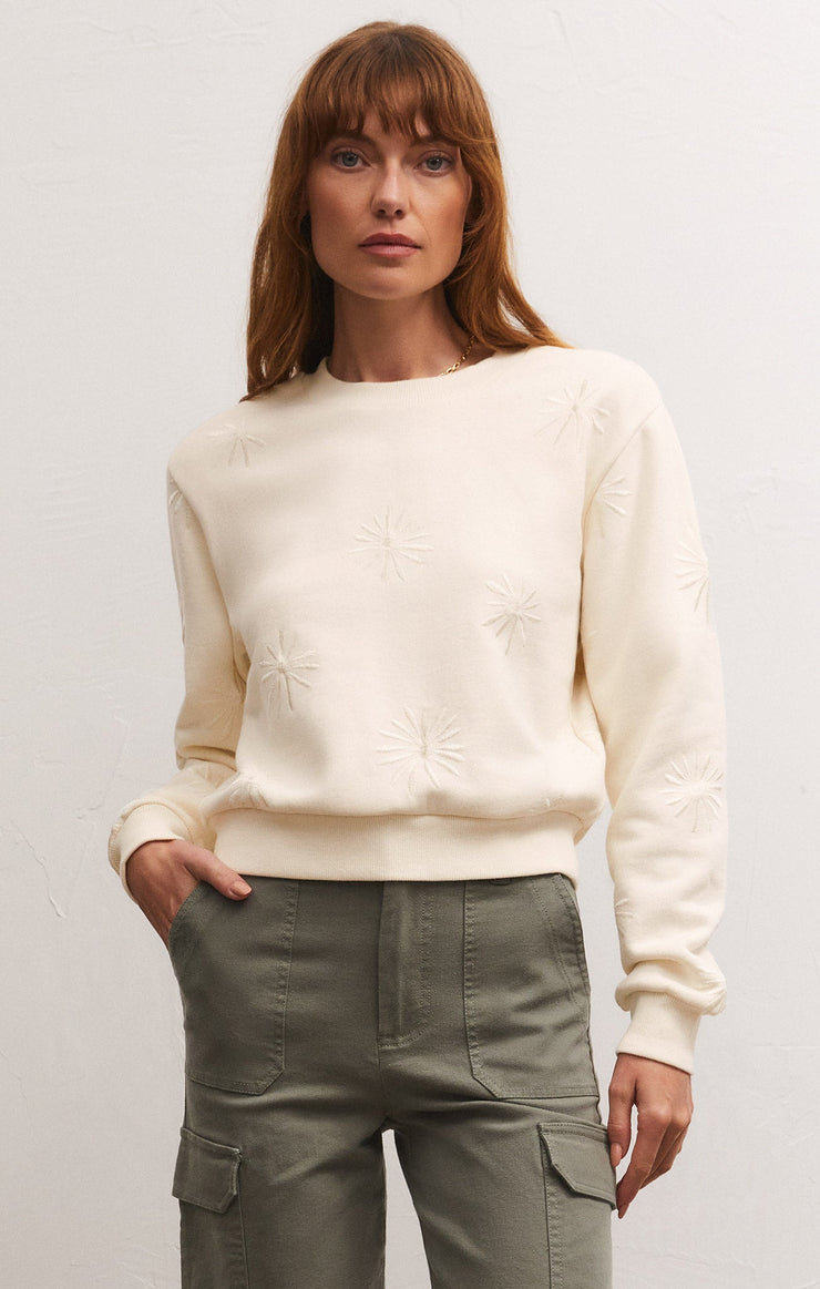 Tops Lottie Embroidered Sweatshirt Sandstone