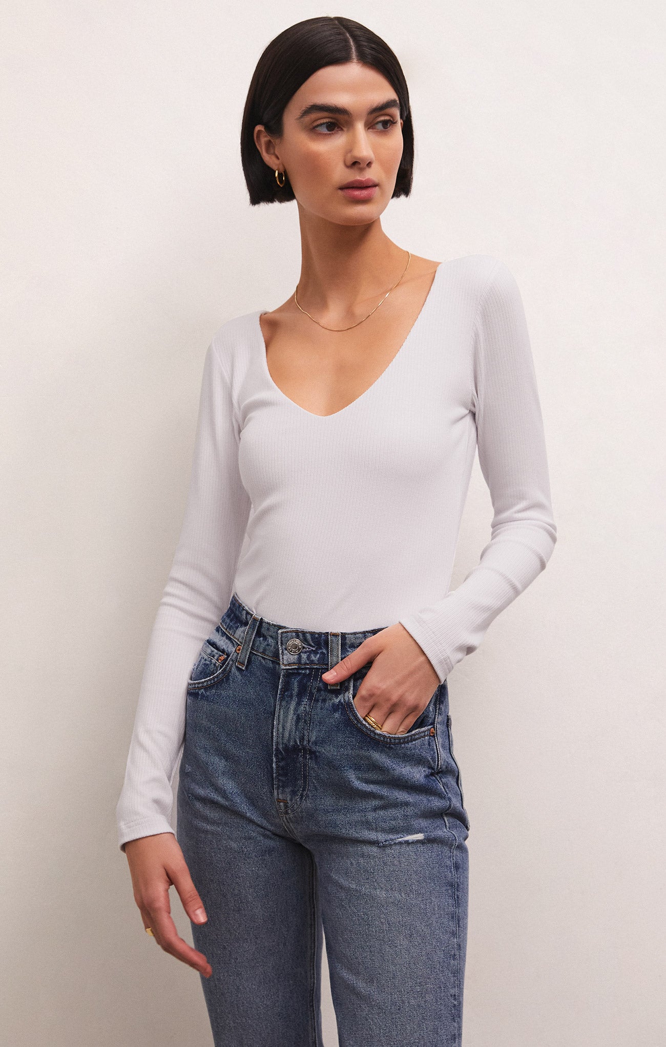 Aden V-Neck Rib Long Sleeve Top – Z SUPPLY