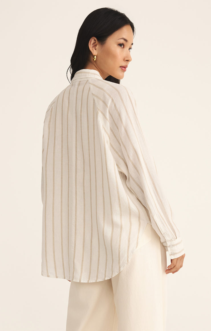 Tops Perfect Linen Stripe Top Cement