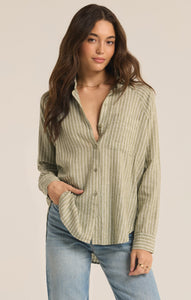 TopsPerfect Linen Stripe Top Meadow