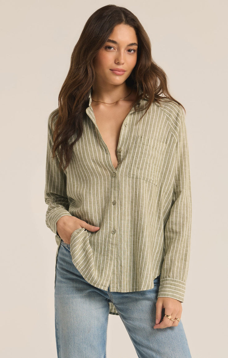 Tops Perfect Linen Stripe Top Meadow