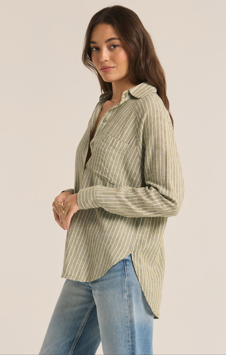 Tops Perfect Linen Stripe Top Meadow