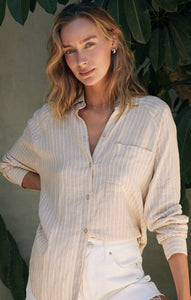 TopsPerfect Linen Stripe Top Putty