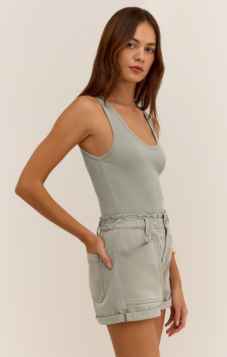 Tops Essy Rib Cropped Tank Pale Jade