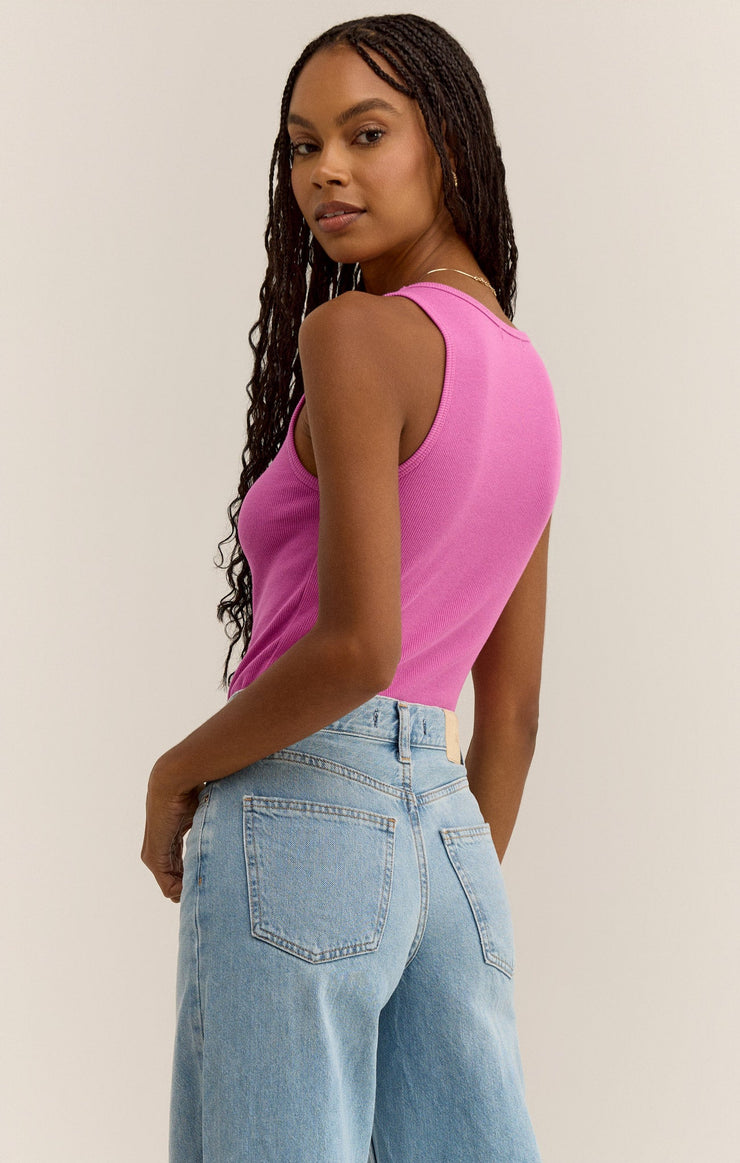 Tops Essy Rib Cropped Tank Raspberry Sorbet