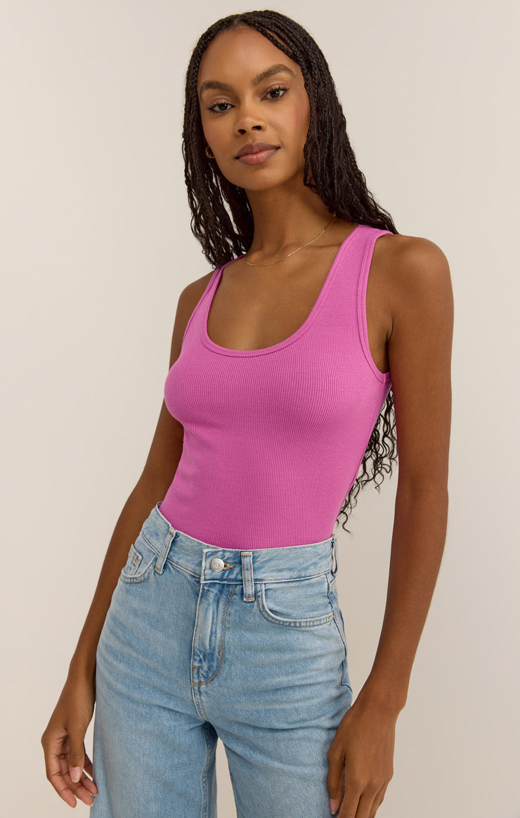 Tops Essy Rib Cropped Tank Raspberry Sorbet