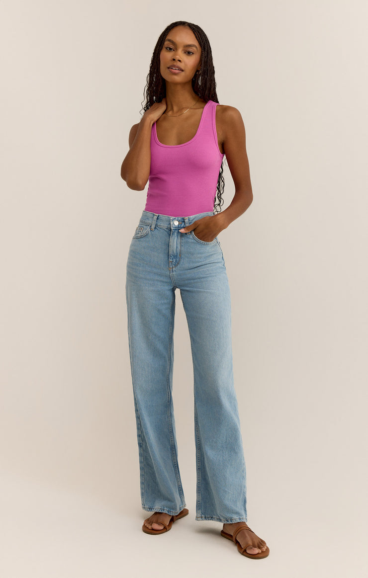 Tops Essy Rib Cropped Tank Raspberry Sorbet