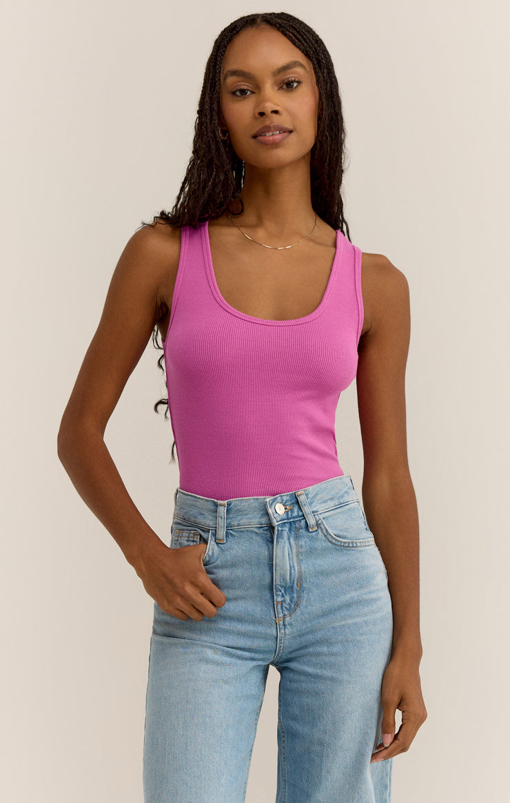 Tops Essy Rib Cropped Tank Raspberry Sorbet