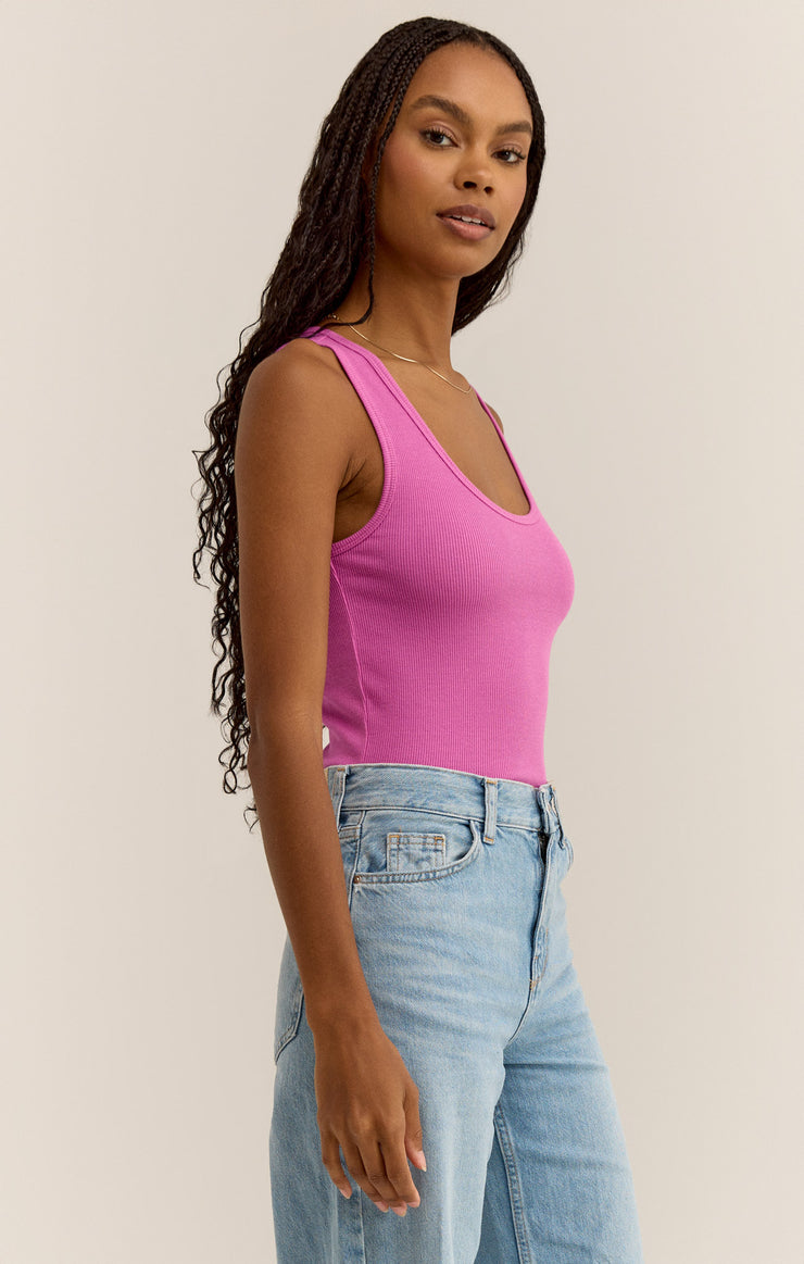 Tops Essy Rib Cropped Tank Raspberry Sorbet