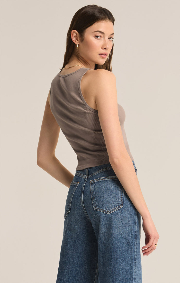 Tops Essy Rib Cropped Tank Slate Grey