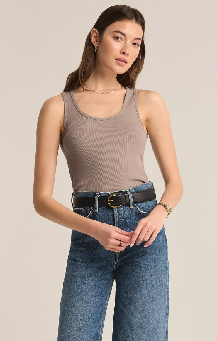 Tops Essy Rib Cropped Tank Slate Grey