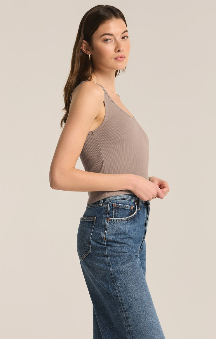 Tops Essy Rib Cropped Tank Slate Grey