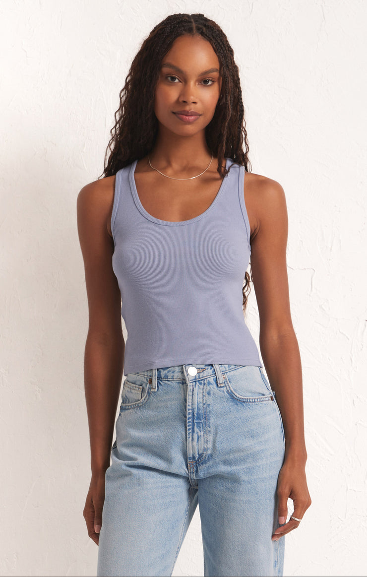 Tops Essy Rib Cropped Tank Stormy