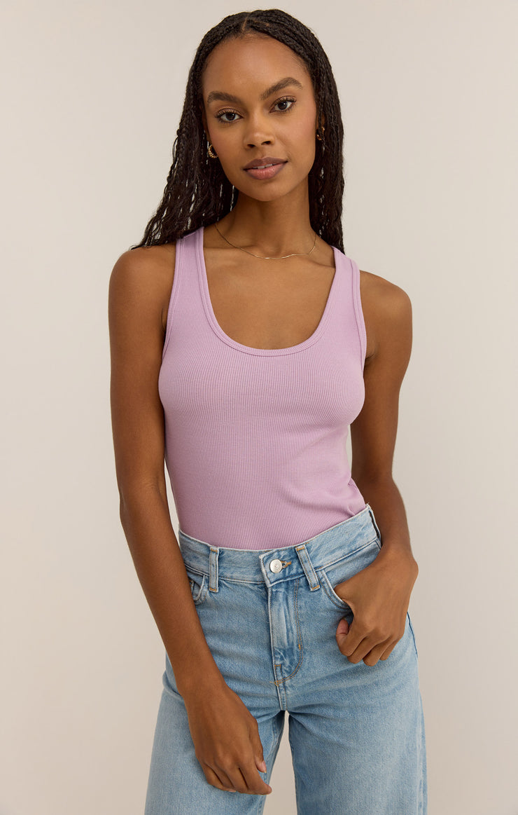 Tops Essy Rib Cropped Tank Washed Orchid