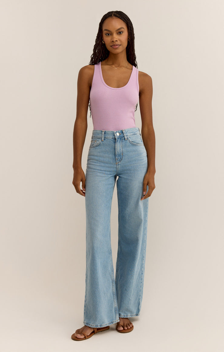 Tops Essy Rib Cropped Tank Washed Orchid