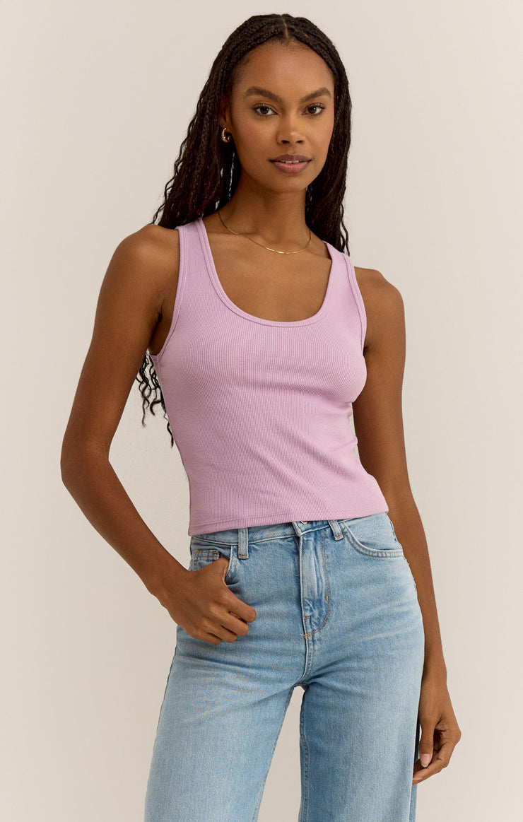 Tops Essy Rib Cropped Tank Washed Orchid