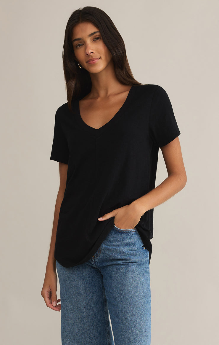 Tops Asher V-Neck Tee Black