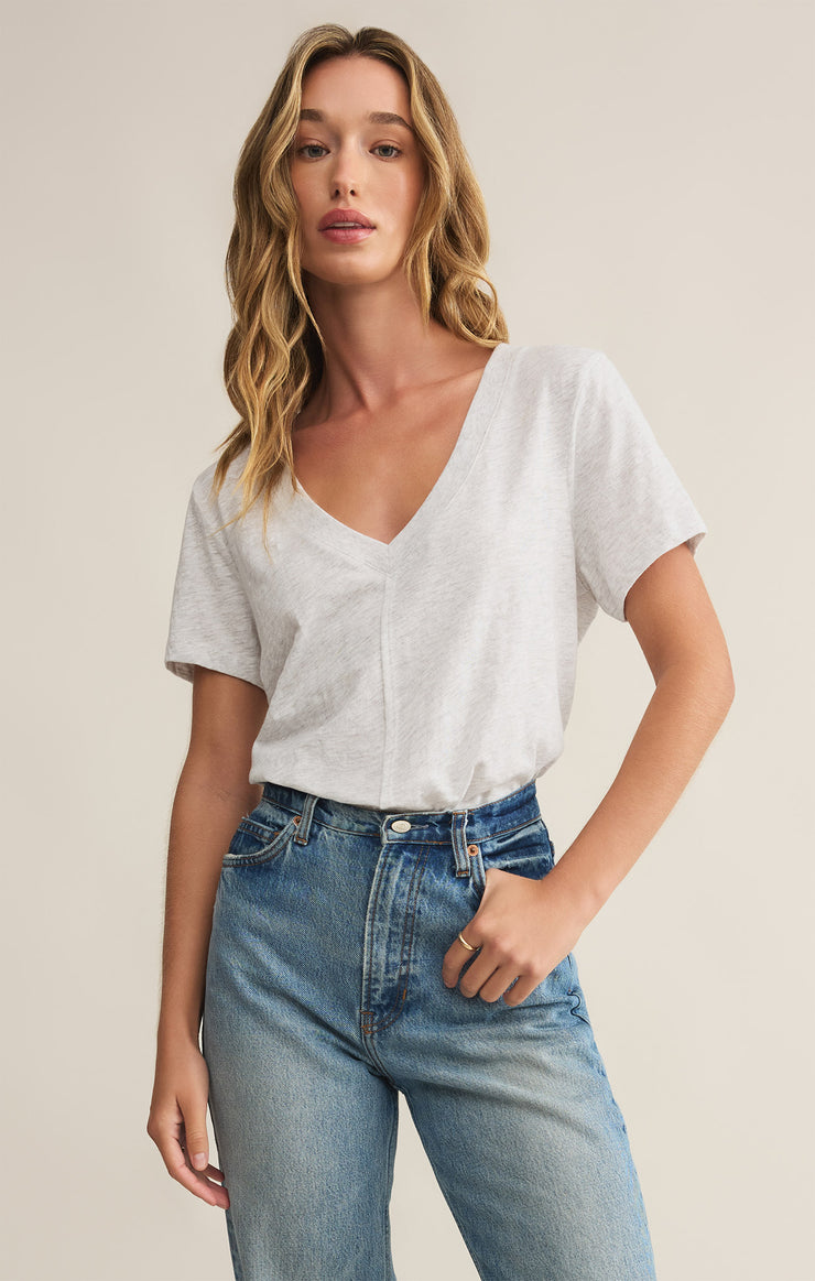 Tops Asher V-Neck Tee Light Heather Grey