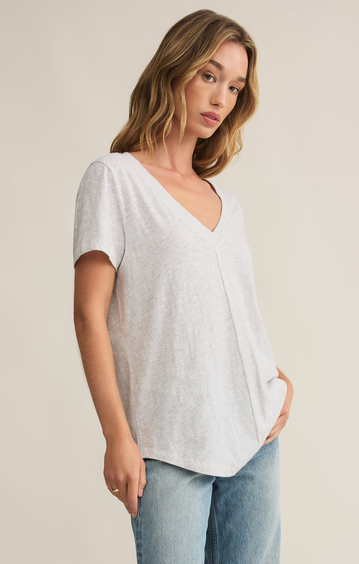 Tops Asher V-Neck Tee Light Heather Grey