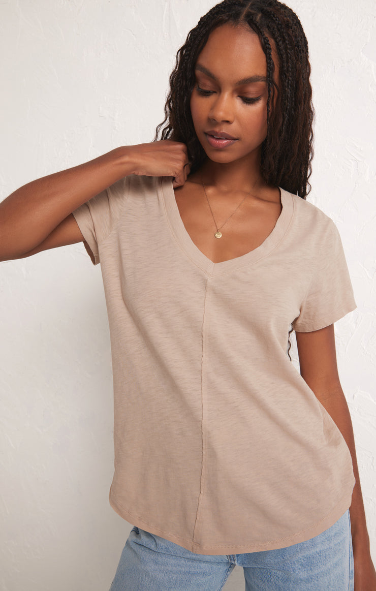 Tops Asher V-Neck Tee Putty