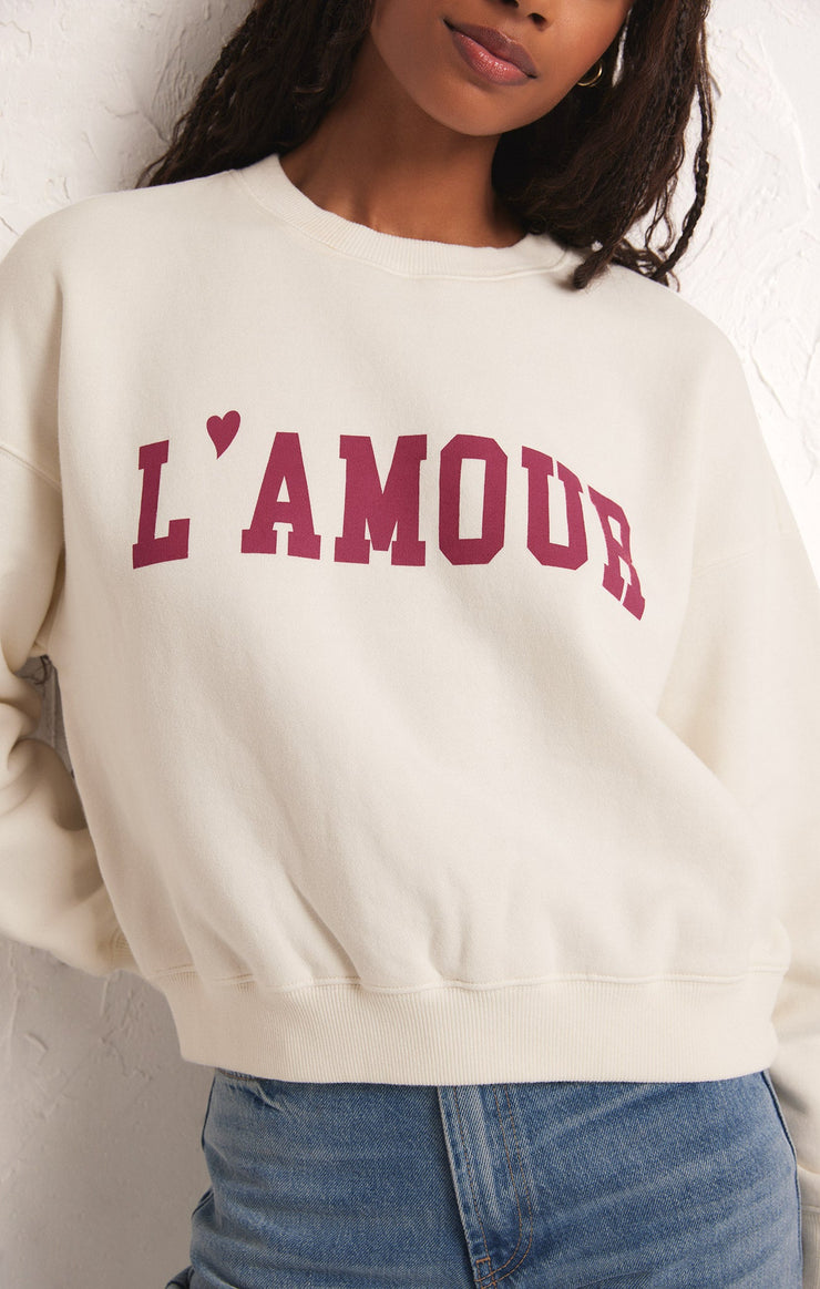 Sweatshirt Amour Effet Velours - Femme