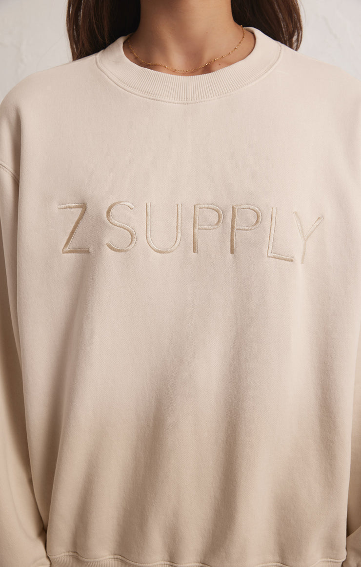 Tops Syd Z Supply Logo Sweatshirt Stone