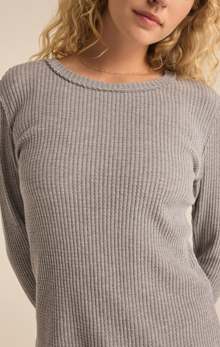 Tops Arlet Thermal Long Sleeve Top Classic Heather Grey