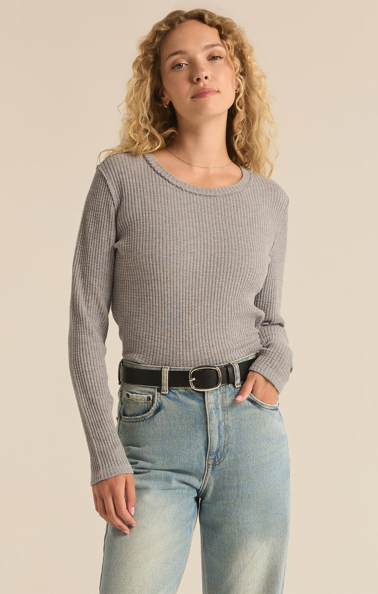 Tops Arlet Thermal Long Sleeve Top Classic Heather Grey