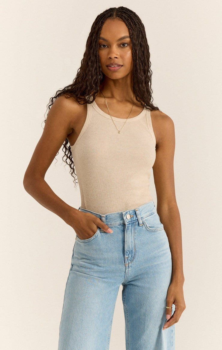 Tops Torren Rib Tank Light Oatmeal Heather