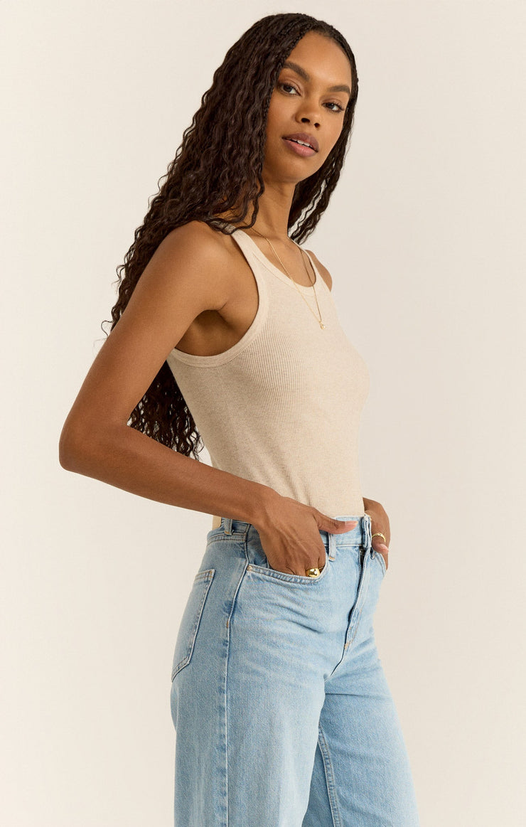 Tops Torren Rib Tank Light Oatmeal Heather