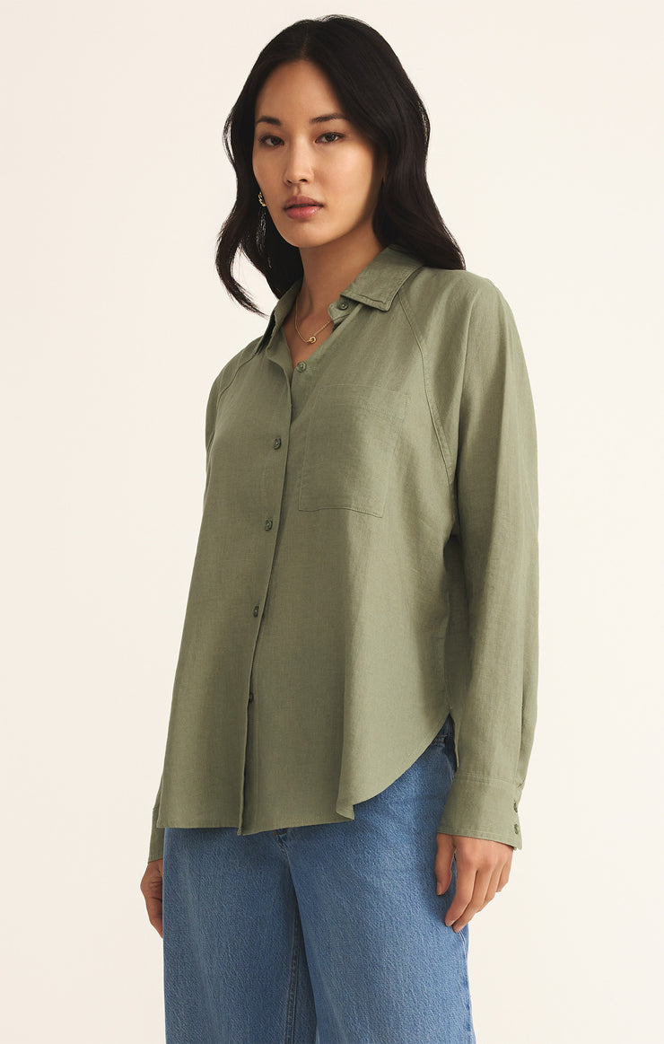 Tops Perfect Linen Top Avocado