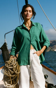 TopsPerfect Linen Top Botanical Green