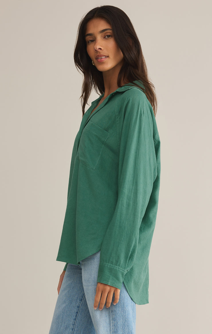 Tops Perfect Linen Top Botanical Green