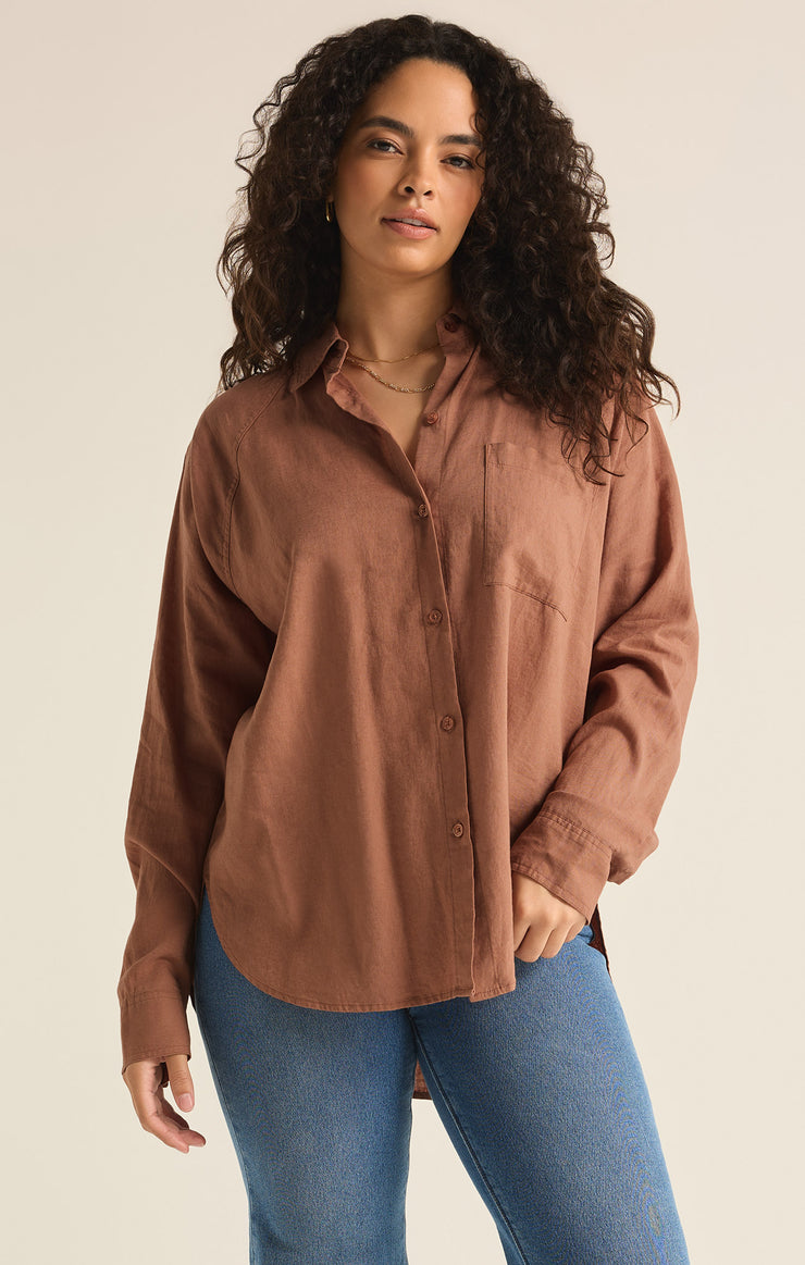 Tops Perfect Linen Top Mocha Mousse